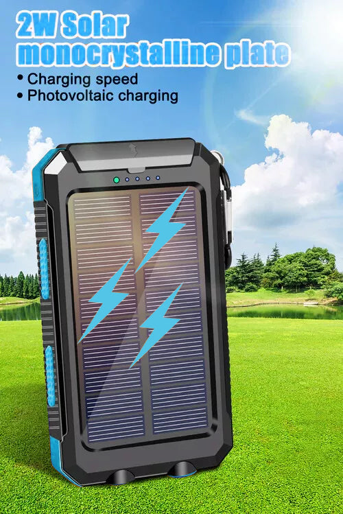 1O000000mAh Solar Power Bank Waterproof 2USB LED Battery Charger For Cell Phone
