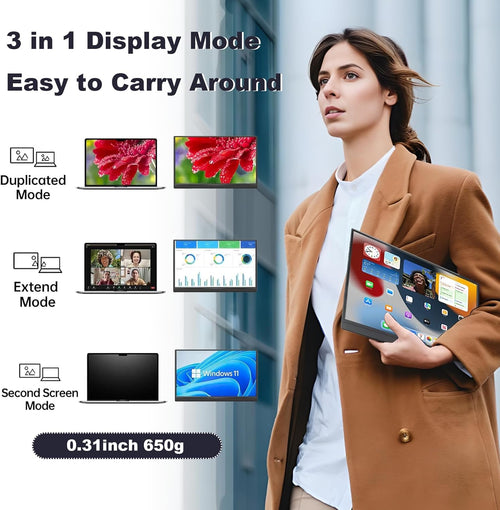 15.6 FHD 1920x1080 1080P IPS Portable Gaming Monitor, Second External Display, Type C Mini HDMI, Built In Dual Speaker, W Smart Stand For Xbox, PS5 4 3, Laptops, PC, Mac, Desktop, Phone